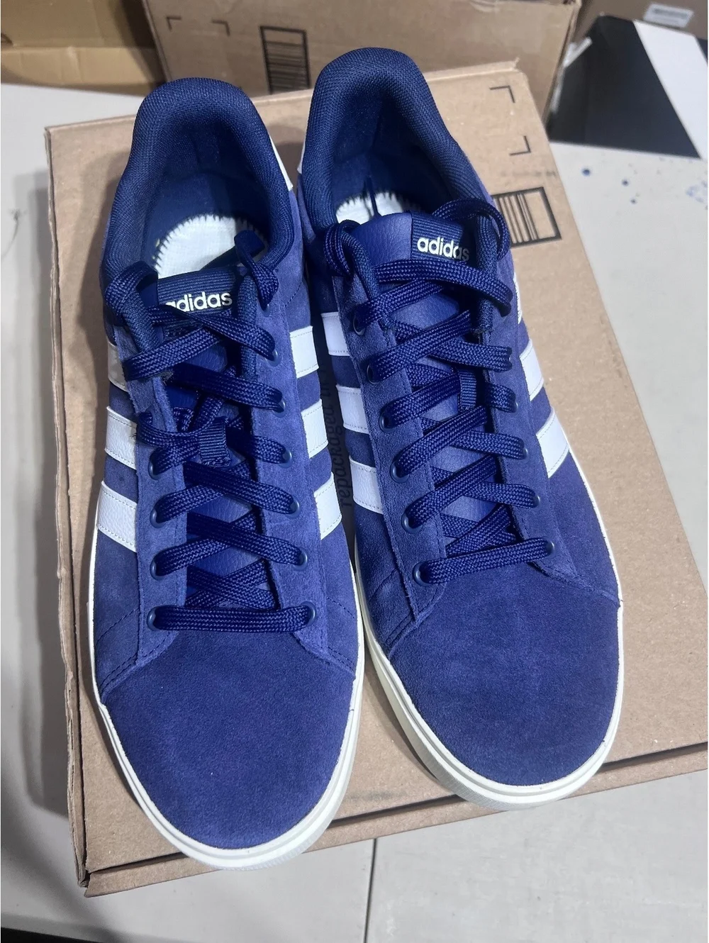 Adidas Navy Blue Suede Sneakers with White Stripes - Men's Size 11.5